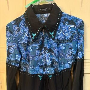 Equilong Black and Blue Paisley Shirt